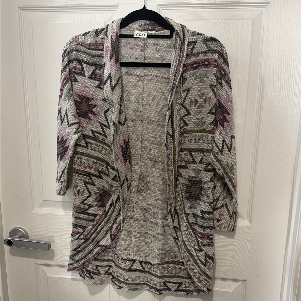 Cato Women's Aztec Cardigan - Gray and Purple